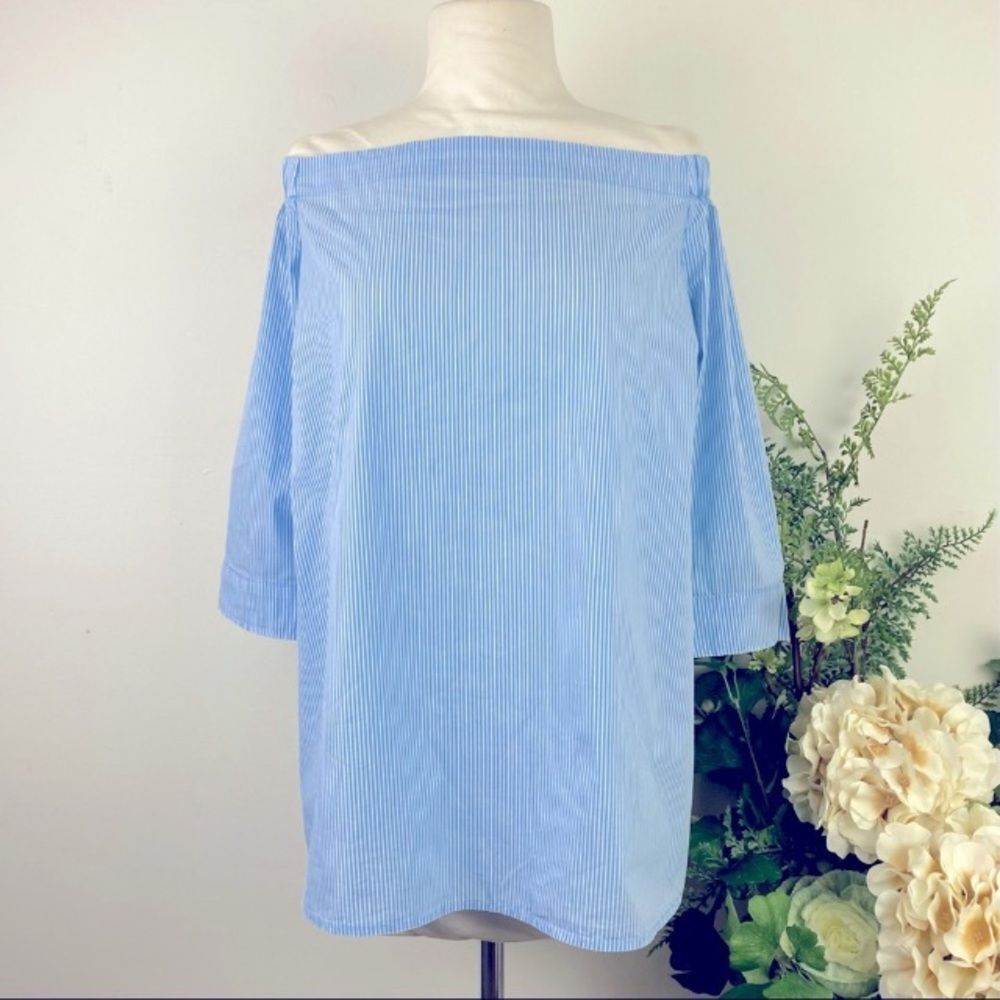 NORDSTROM * blouse off shoulder stripe resort